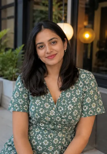 Nisha outside a Bangalore cafe in a profile photo